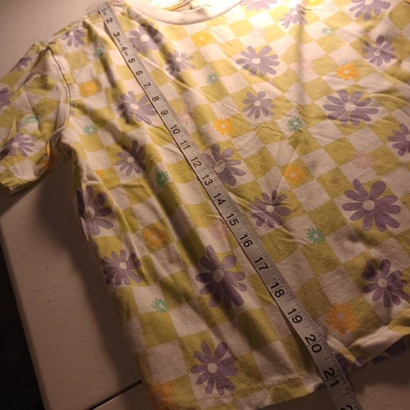 Rebellious One Girls Multi Pattern Floral Check Short Sleeve T-Shirt Size Small - Picture 5 of 5